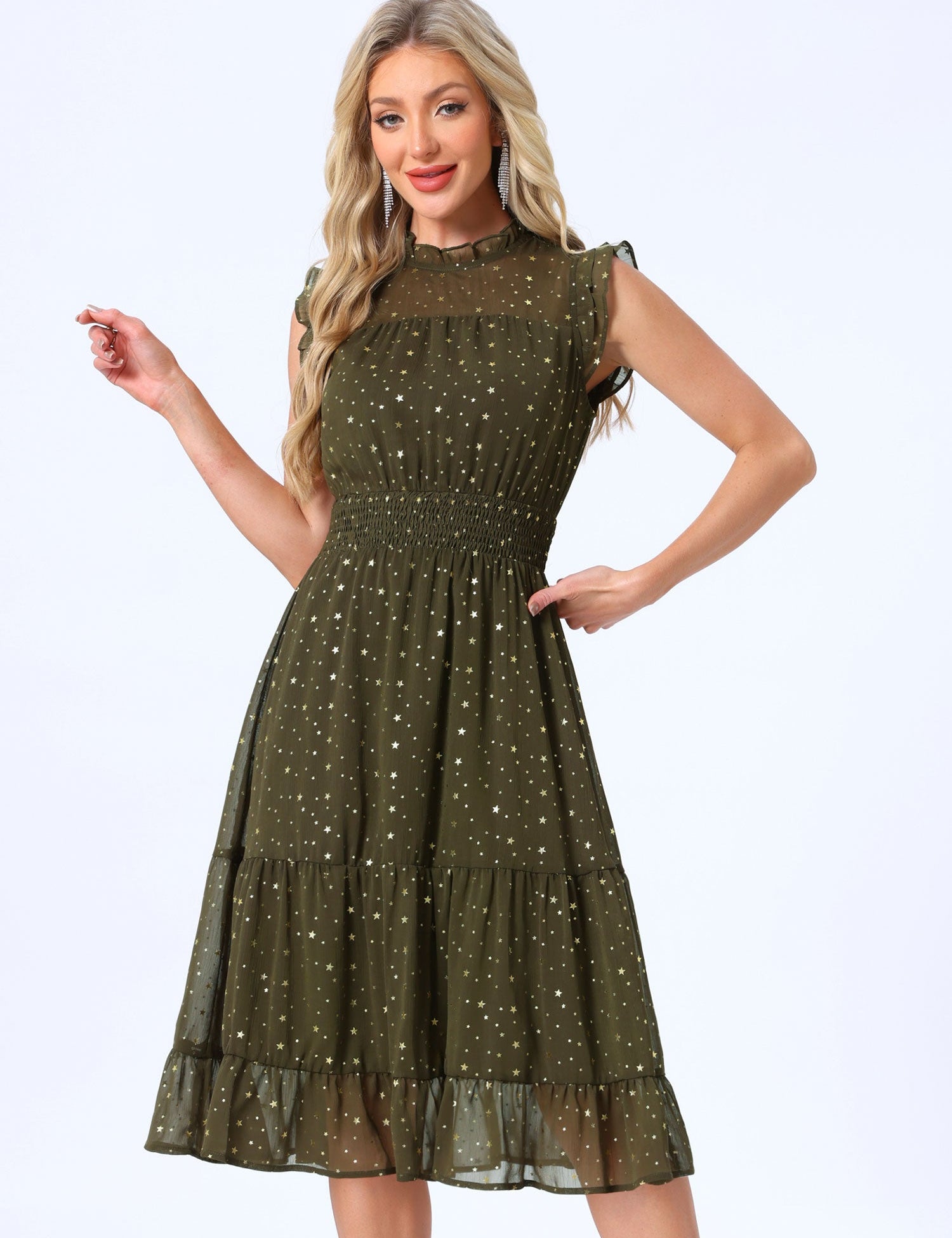 Stellara – Women’s Star Print A-Line Dress