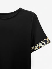 Zeravina – Women’s Leopard Patchwork T-Shirt Dress