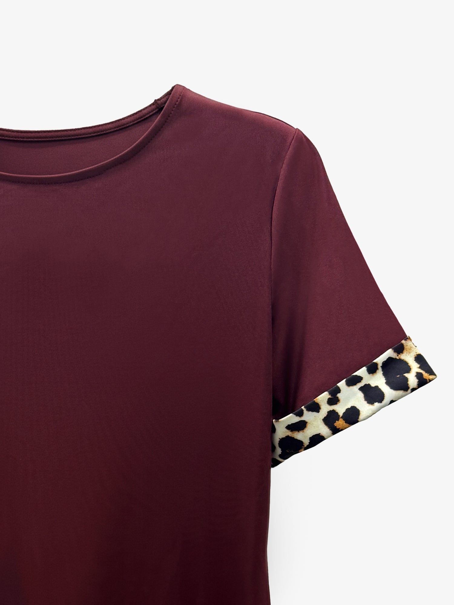 Zeravina – Women’s Leopard Patchwork T-Shirt Dress