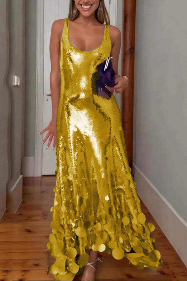 Nyxara – Sequin Tassel Prom Maxi Dress