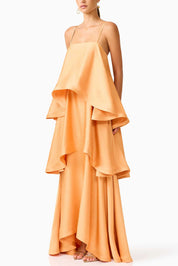 Soléa – Women's Satin Tiered Maxi Dress