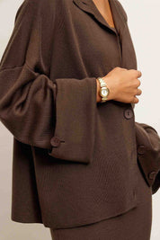 Lunéa – Three-Piece Knit Cardigan, Vest & Skirt Set