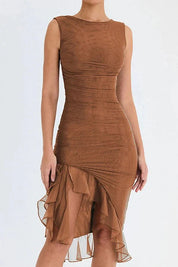 Charlotte | Women’s Stretch Mesh Midi Dress with Low Back
