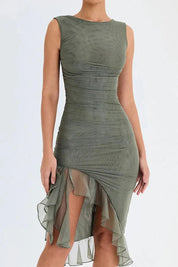 Charlotte | Women’s Stretch Mesh Midi Dress with Low Back