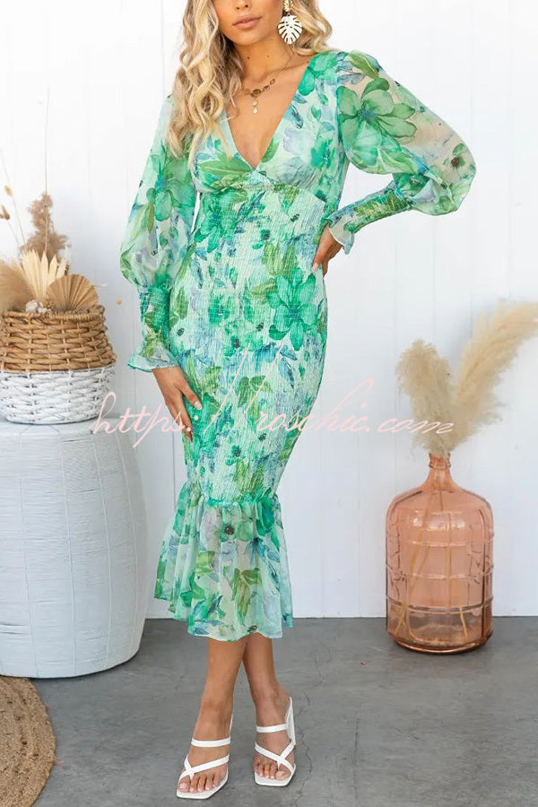 Floréa – Women's Smocked Floral Midi Dress