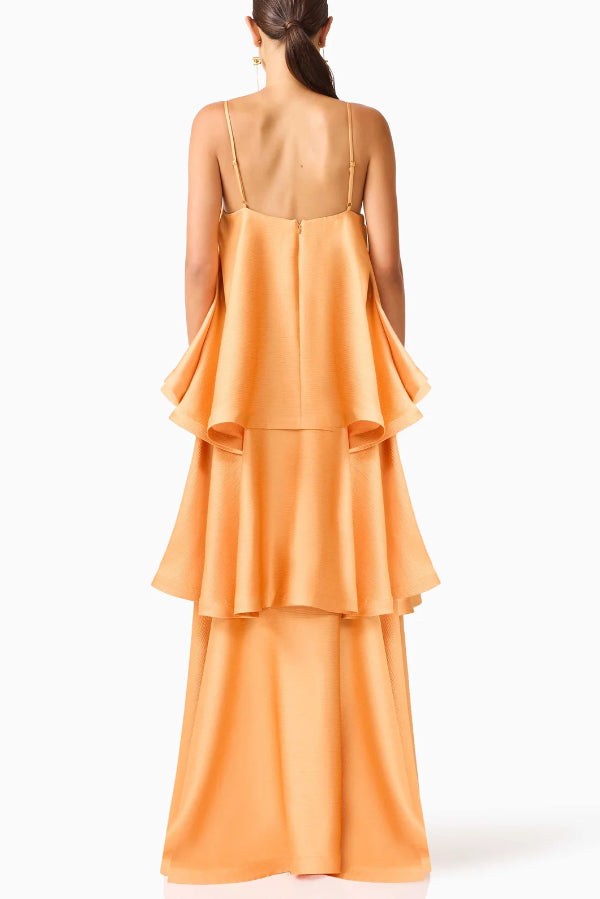 Soléa – Women's Satin Tiered Maxi Dress