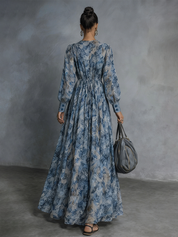 Floravira - Women’s Boho Floral Chiffon Maxi Dress