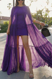 Avelisse – Chiffon Cape Maxi Dress