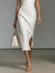 Seralyn - Women’s Linen Blend Sleeveless Midi Dress
