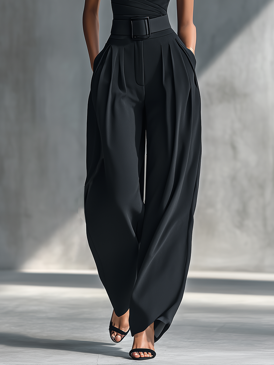 Noirexa - Women’s Knit Top & Wide Leg Pants Set