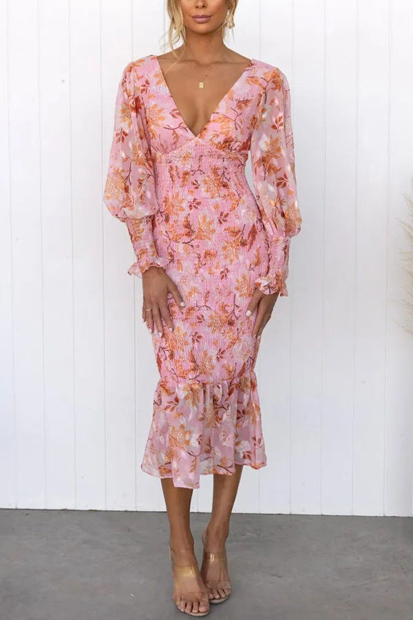 Floréa – Women's Smocked Floral Midi Dress
