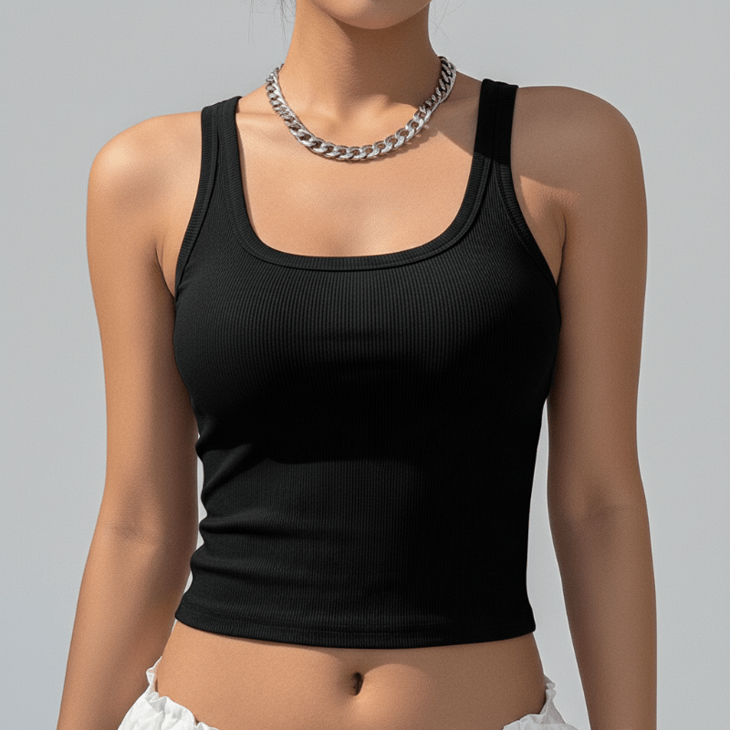 Sorelia | Ribbed Square Neck Crop Top