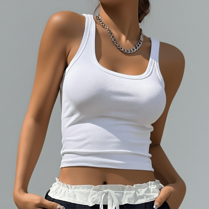 Sorelia | Ribbed Square Neck Crop Top