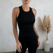Elvara | Ribbed High Neck Tank Top