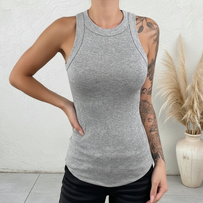 Elvara | Ribbed High Neck Tank Top