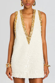 Zarelle – Sequin V-Neck Mini Dress