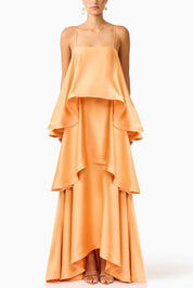 Soléa – Women's Satin Tiered Maxi Dress