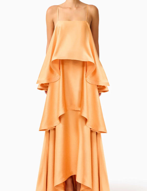 Soléa – Women's Satin Tiered Maxi Dress