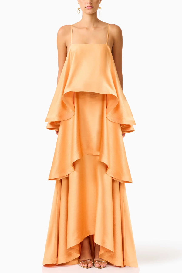 Soléa – Women's Satin Tiered Maxi Dress
