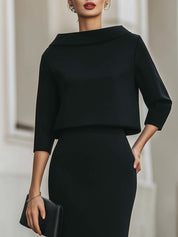Valmere | Women’s Boat Neck Top & Midi Skirt Set