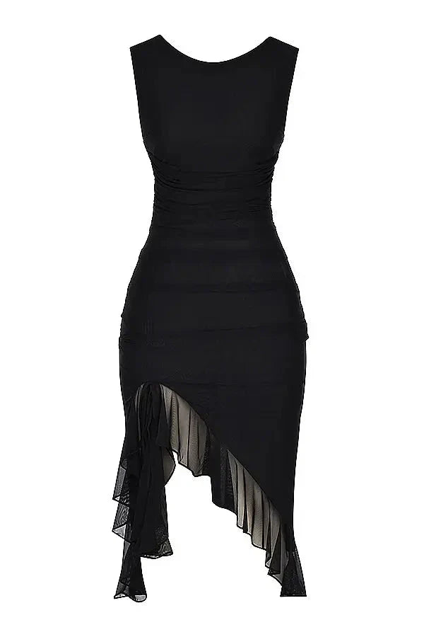 Charlotte | Women’s Stretch Mesh Midi Dress with Low Back