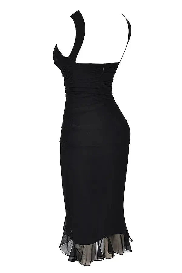 Charlotte | Women’s Stretch Mesh Midi Dress with Low Back