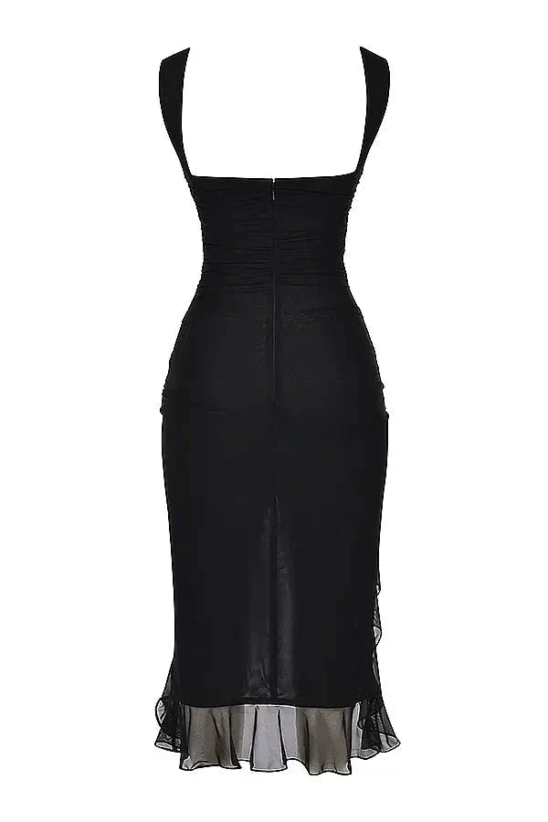 Charlotte | Women’s Stretch Mesh Midi Dress with Low Back
