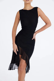 Charlotte | Women’s Stretch Mesh Midi Dress with Low Back