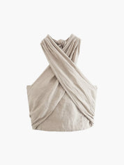 Linvara | Women’s Linen Halter Crop Top