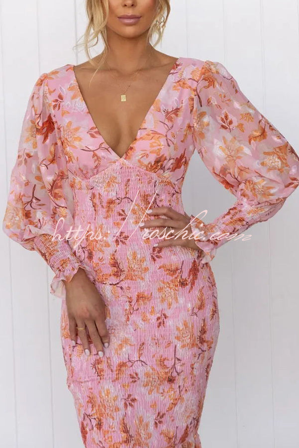 Floréa – Women's Smocked Floral Midi Dress