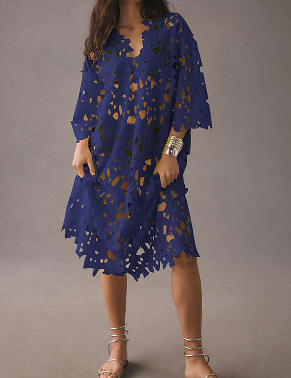 Liora – Eyelet Lace Midi Dress