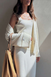 Lunéa – Three-Piece Knit Cardigan, Vest & Skirt Set
