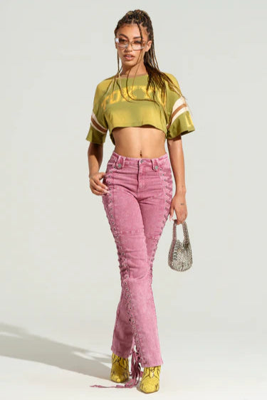 Elvara – Lace-Up Skinny Pants