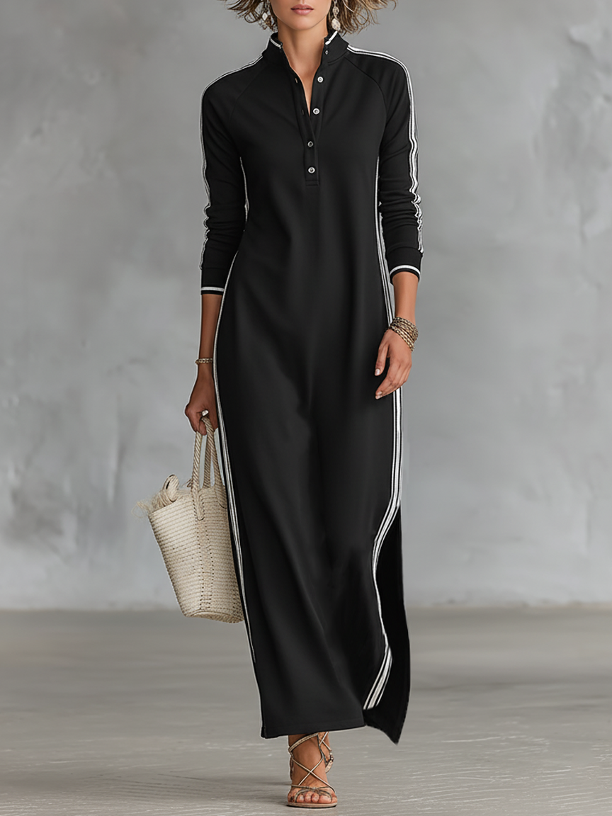 Navelle | Trim Collar Sweatshirt Maxi Dress