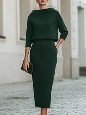 Valmere | Women’s Boat Neck Top & Midi Skirt Set