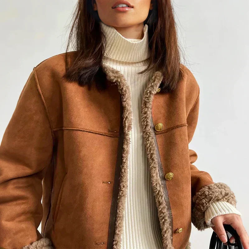 Shearling Button Jacket