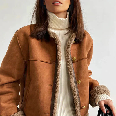 Shearling Button Jacket