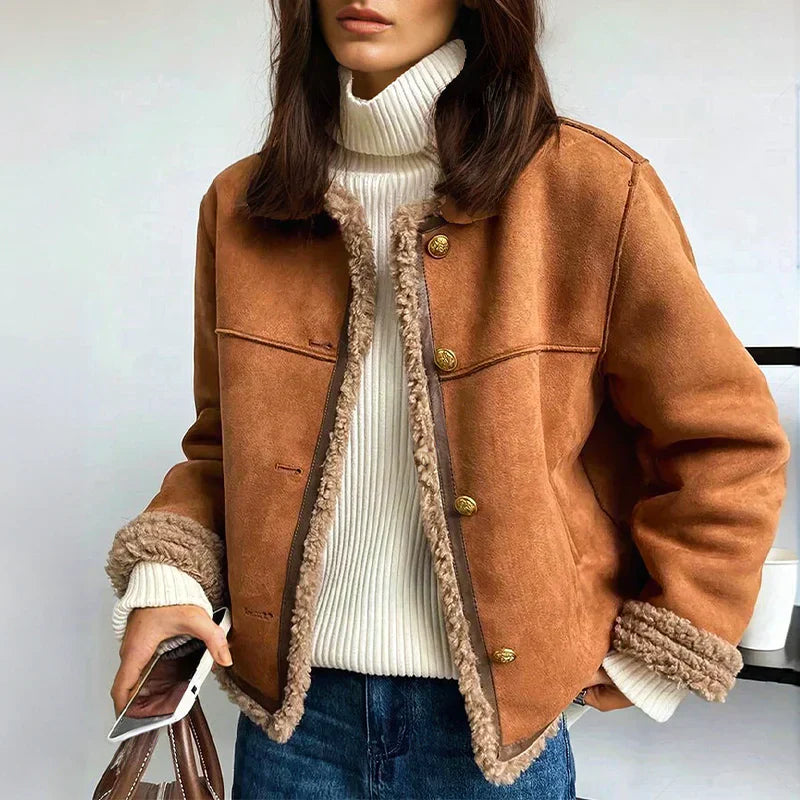 Shearling Button Jacket