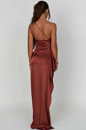 Diana | Women’s One Shoulder Satin Maxi Dress with Slit