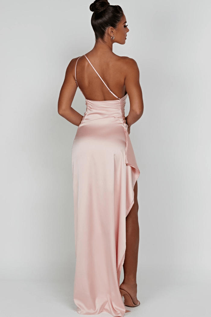 Diana | Women’s One Shoulder Satin Maxi Dress with Slit