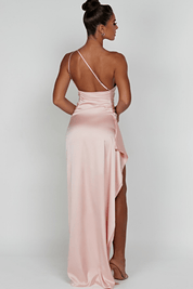 Diana | Women’s One Shoulder Satin Maxi Dress with Slit