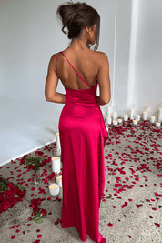 Diana | Women’s One Shoulder Satin Maxi Dress with Slit