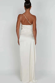 Diana | Women’s One Shoulder Satin Maxi Dress with Slit