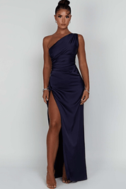 Diana | Women’s One Shoulder Satin Maxi Dress with Slit
