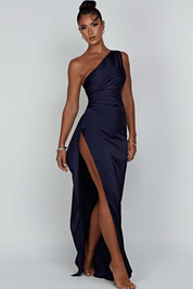 Diana | Women’s One Shoulder Satin Maxi Dress with Slit