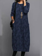 Lunaria | Floral Midi Dress with Pockets