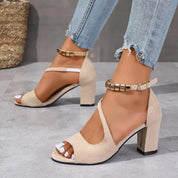 Elvara | Women’s Block Heel Sandals with Ankle Strap