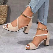 Elvara | Women’s Block Heel Sandals with Ankle Strap