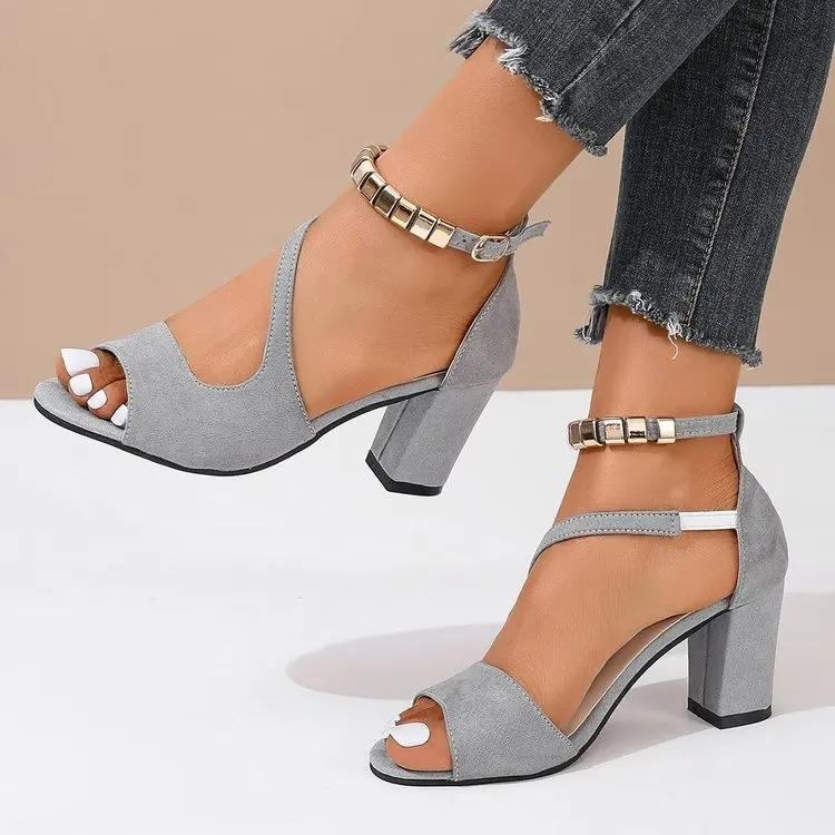Elvara | Women’s Block Heel Sandals with Ankle Strap