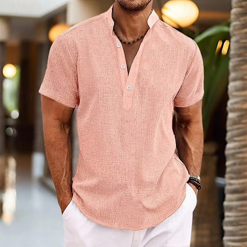 Lioren | Men’s Short Sleeve Linen Henley